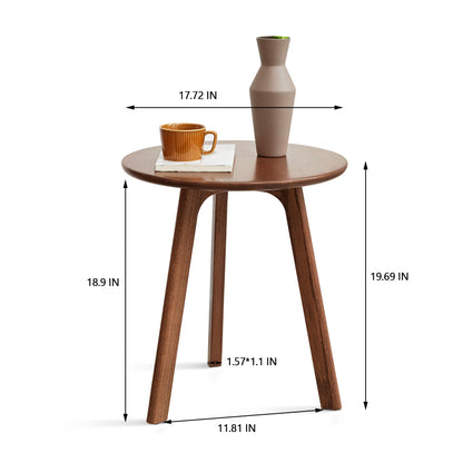 Modern Round End Table for Living Room, Solid Oak