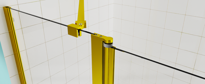 Frameless Folding Tub Door, Brushed Gold, 1/4" Tempered