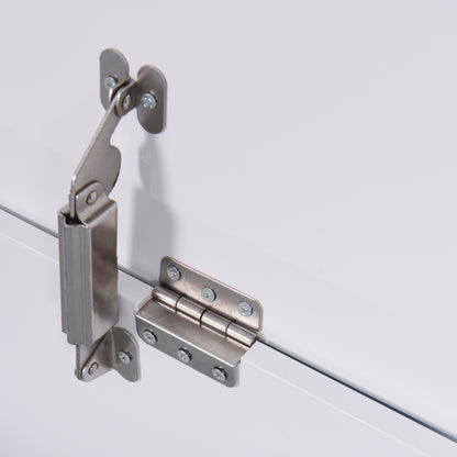 Modern White Lift-Top Toy Box for Entryway, Safety Hinges