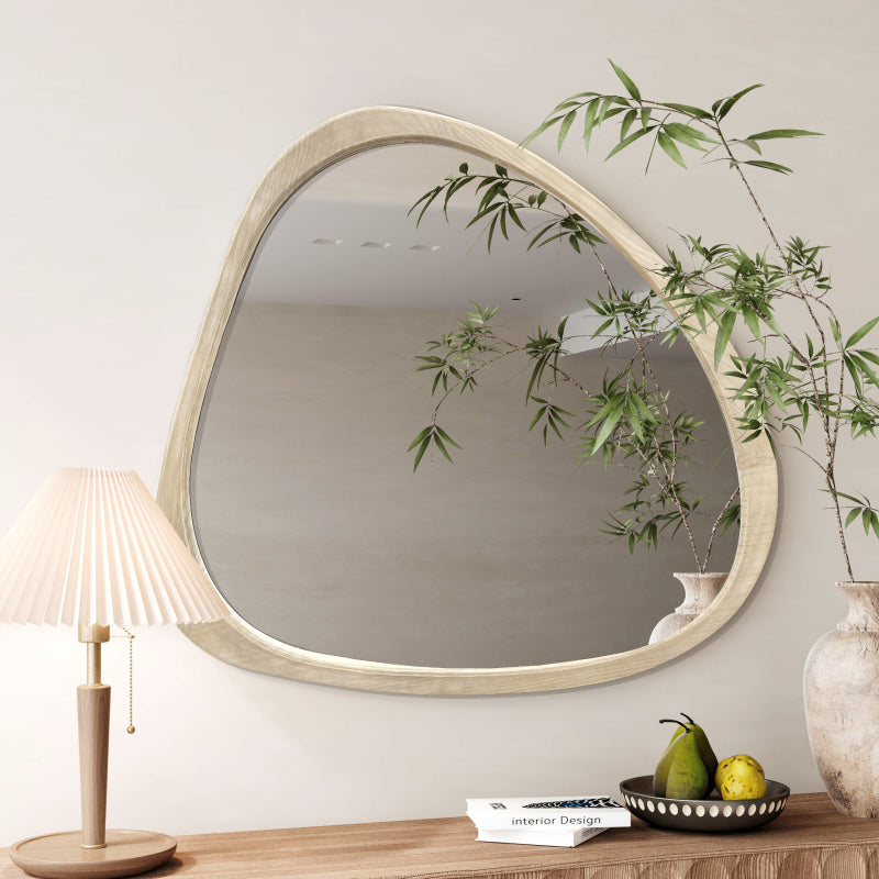 Organic Modern Wall Mirror for Entryway, Asymmetrical 45in