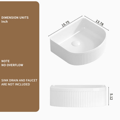 Modern Rectangle Vessel Sink for Powder Rooms Glossy Ceramic