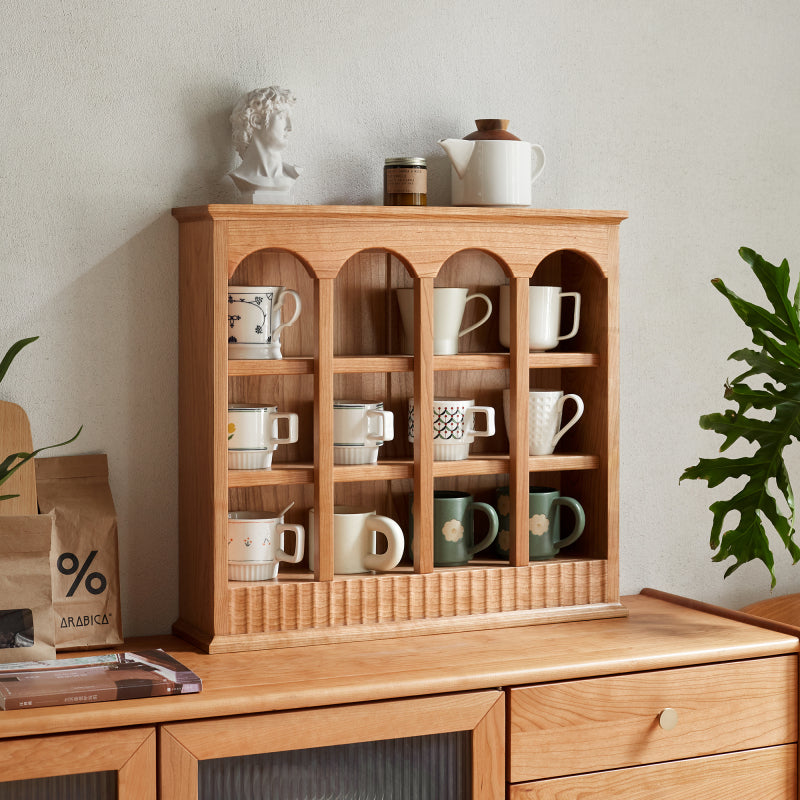 Modern European Kitchen Mug Rack, One-Piece Solid Cherry