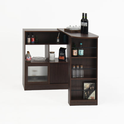 Modern Walnut Bar Cabinet for Dining, Rotating Top