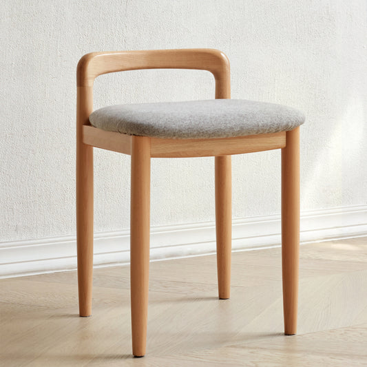 Natural Solid Beech Wood Vanity Stool for Bedroom & Dining