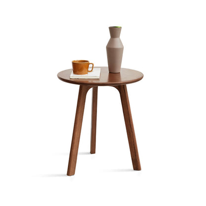 Modern Round End Table for Living Room, Solid Oak