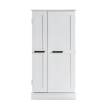 Modern White Pantry Cabinet for Kitchen, Adjustable Shelves