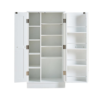 Modern White Pantry Cabinet for Kitchen, Adjustable Shelves