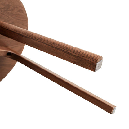 Modern Round End Table for Living Room, Solid Oak