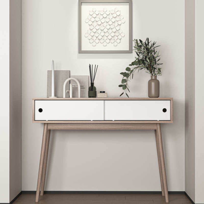 Modern Entryway Console Table with Sliding Doors and Storage