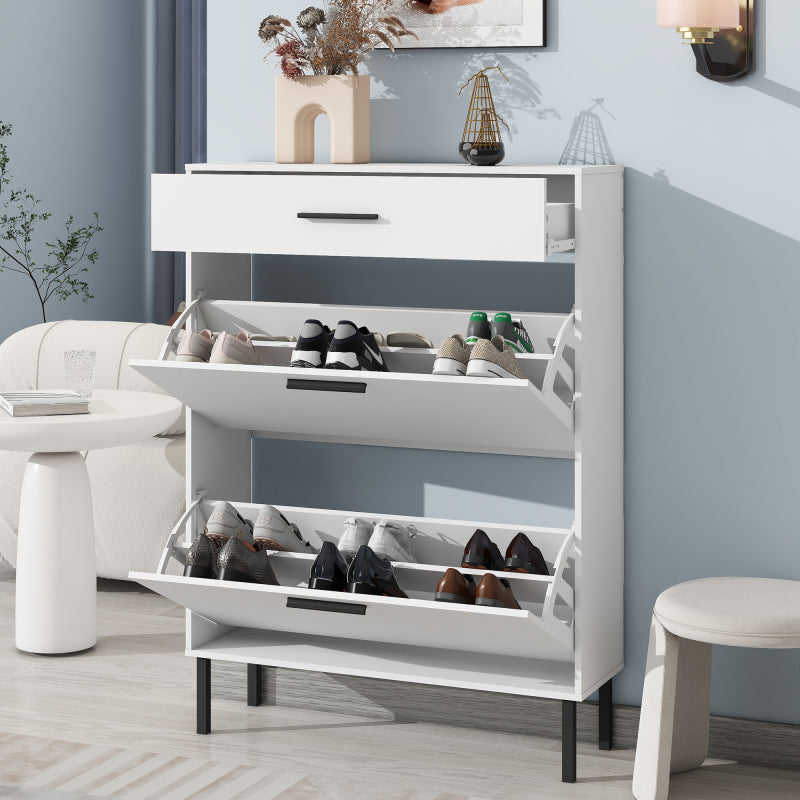 Modern Shoe Cabinet for Entryway with 2 Flip Drawers