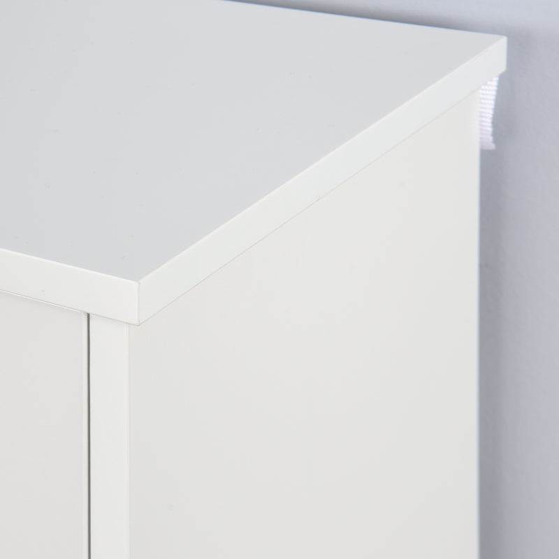 Modern Slim White Shoe Cabinet for Entryway, 3 Flip Doors