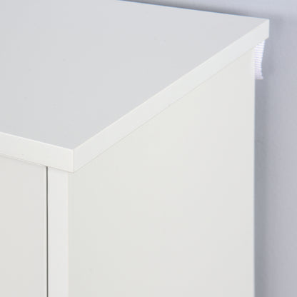 Modern Slim White Shoe Cabinet for Entryway, 3 Flip Doors