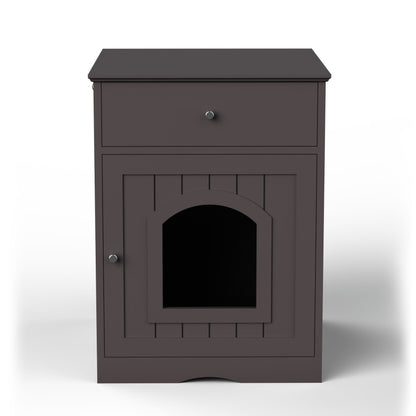 Modern Wood Cat Litter Box End Table, Indoor, Hides Litter