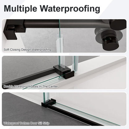Frameless Sliding Shower Door 56-60 in, Matte Black 8mm