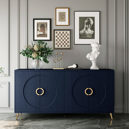 Modern Gray Sideboard for Dining & Entryway, 4-Door Storage