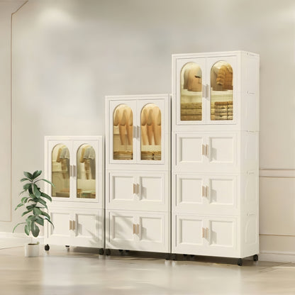 Modern Rolling Wardrobe for Small Spaces with Magnetic Door