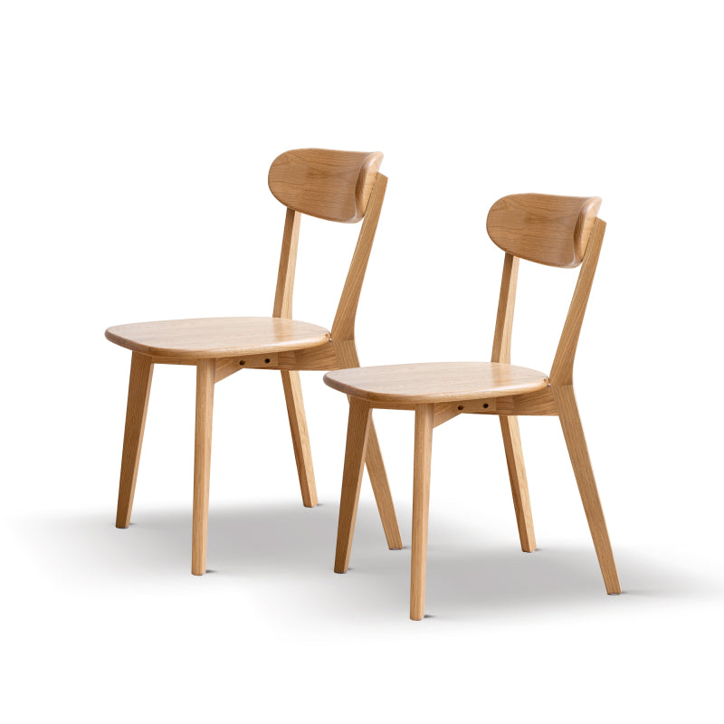 Scandi Solid Oak Dining Chairs for Kitchen (Set of 2)