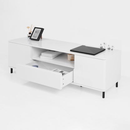 Modern High-Gloss TV Stand for Living Room with Shelves