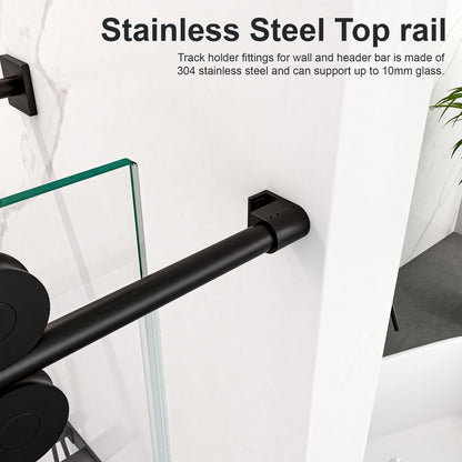Frameless Sliding Shower Door 56-60 in, Matte Black 8mm