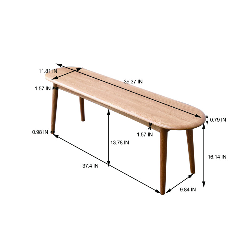 Natural Solid Oak Dining Bench for Dining Room