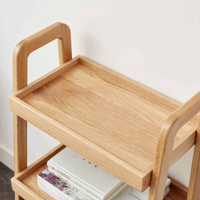 Natural Beech Shoe Bench for Entryway, 3-Tier Storage