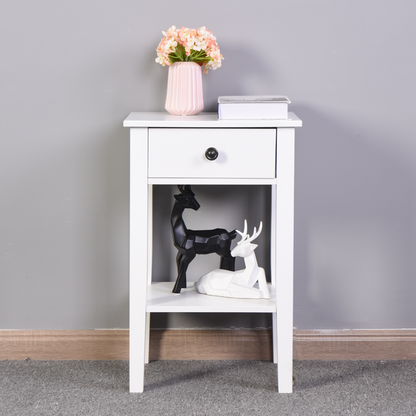 Modern White Bathroom Storage Table with Drawer