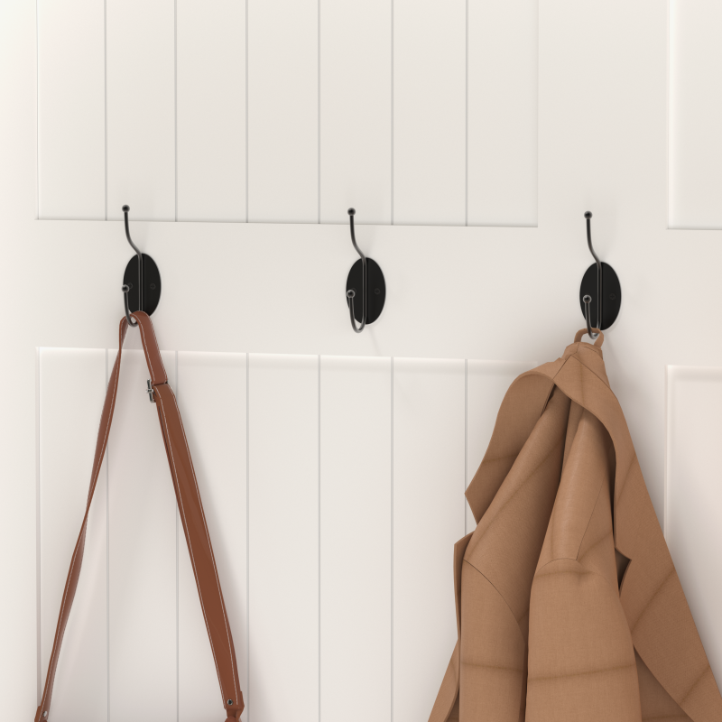 Modern White Hall Tree Bench, Entryway Shoe Storage, 5 Hooks