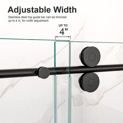 Frameless Sliding Shower Door 56-60 in, Matte Black 8mm
