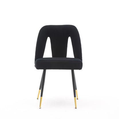 A&A Furniture Akoya Velvet Dining Chairs, Gold-Tipped Legs