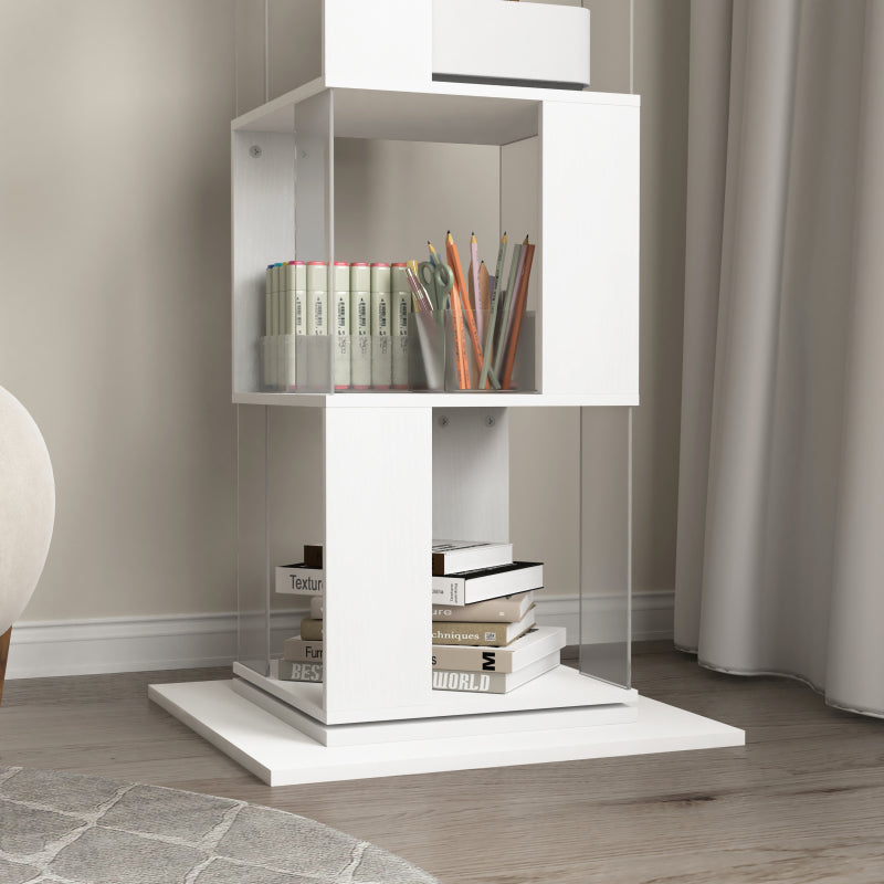 Modern Rotating 5-Tier Bookcase, Living Room, Anti-Tip Base
