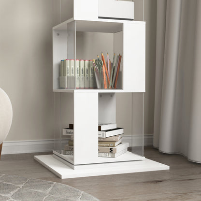 Modern Rotating 5-Tier Bookcase, Living Room, Anti-Tip Base