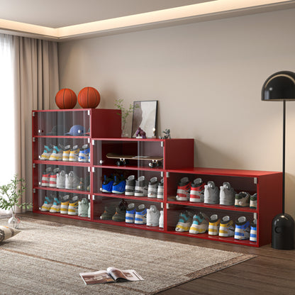 Modern Red Sneaker Display Cabinet for Entryway with RGB LED