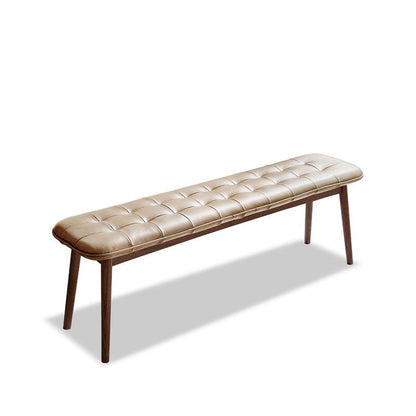 Scandi Dining Bench with Natural Oak & Leather Cushion