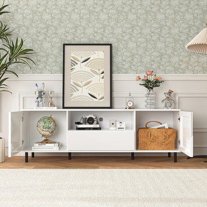 Modern High-Gloss TV Stand for Living Room with Shelves