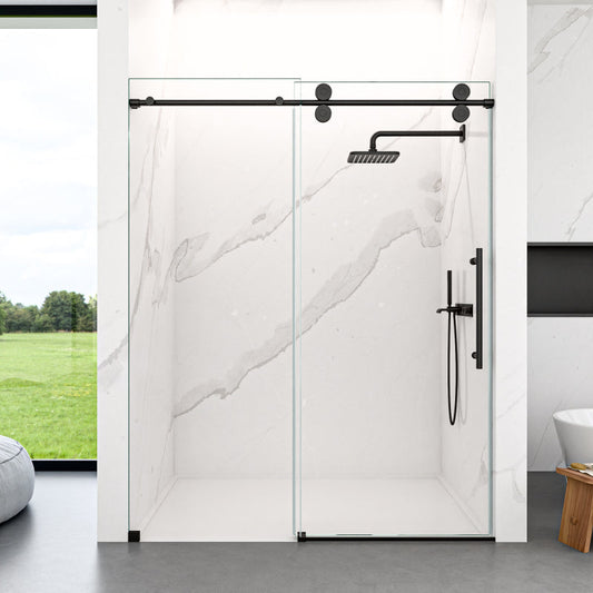 Frameless Sliding Shower Door 56-60 in, Matte Black 8mm