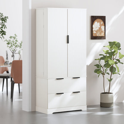 Modern Fluted Kitchen Pantry Cabinet, Drawers & Spice Racks