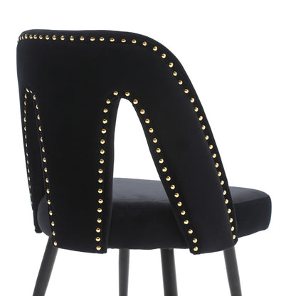 A&A Furniture Akoya Velvet Dining Chairs, Gold-Tipped Legs