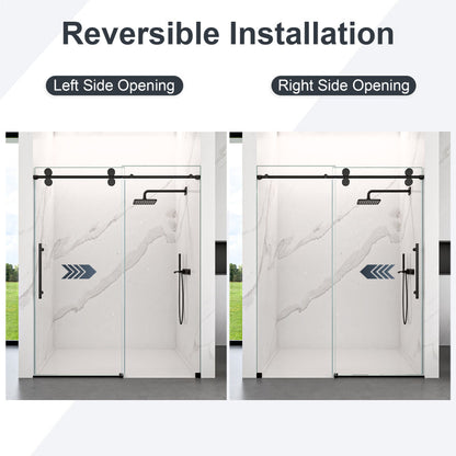 Frameless Sliding Shower Door 56-60 in, Matte Black 8mm