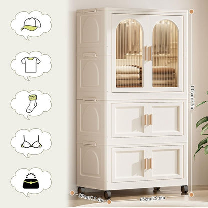 Modern Rolling Wardrobe for Small Spaces with Magnetic Door