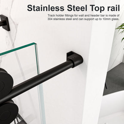 Frameless Sliding Shower Door 56-60 in, Matte Black 8mm
