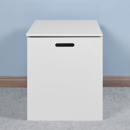 Modern White Lift-Top Toy Box for Entryway, Safety Hinges