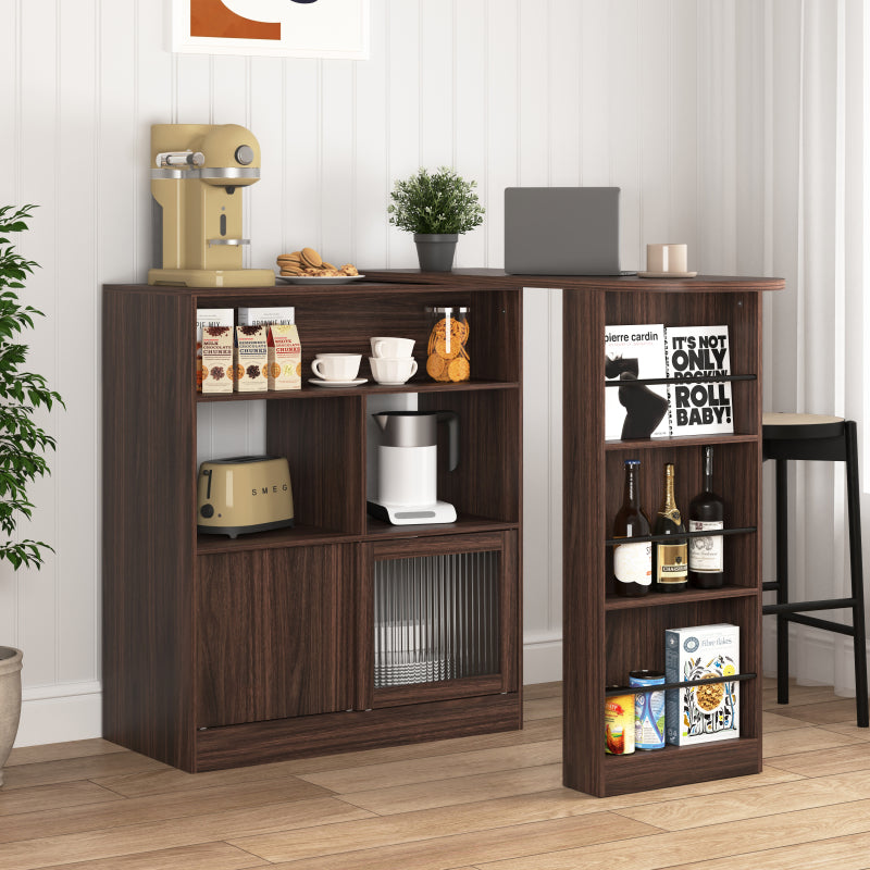 Modern Walnut Bar Cabinet for Dining, Rotating Top