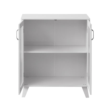 Modern Glass-Door Living Room Cabinet with Adjustable Shelf