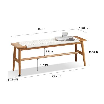 Minimalist Solid Oak Dining Bench for Dining Room or Bedroom
