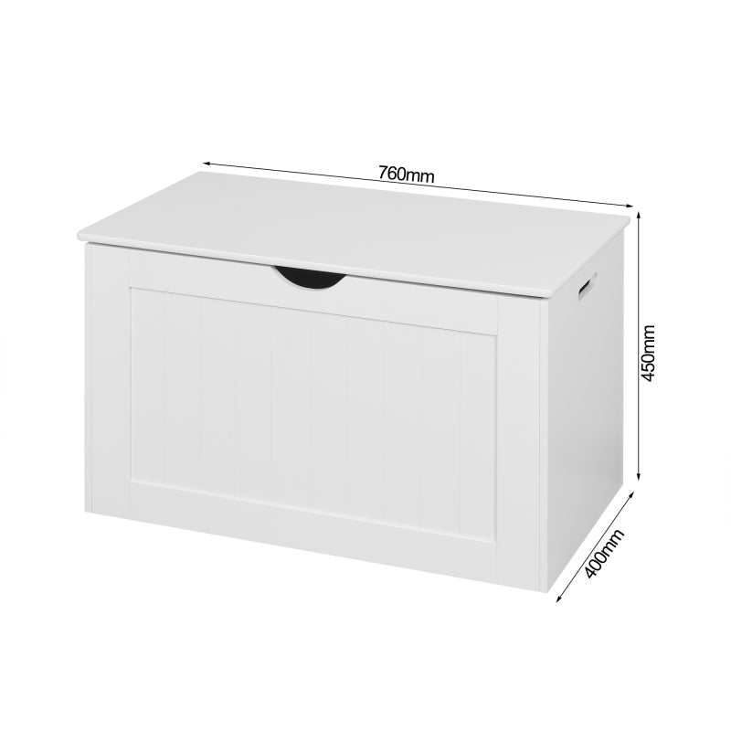 Modern White Lift-Top Toy Box for Entryway, Safety Hinges