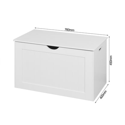 Modern White Lift-Top Toy Box for Entryway, Safety Hinges