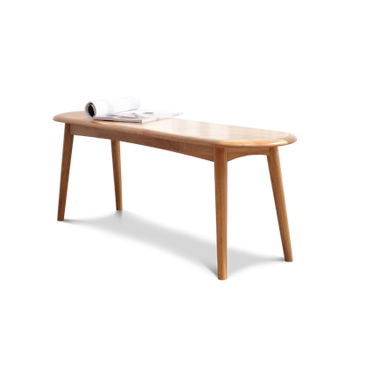 Scandi Dining Bench with Natural Oak & Leather Cushion
