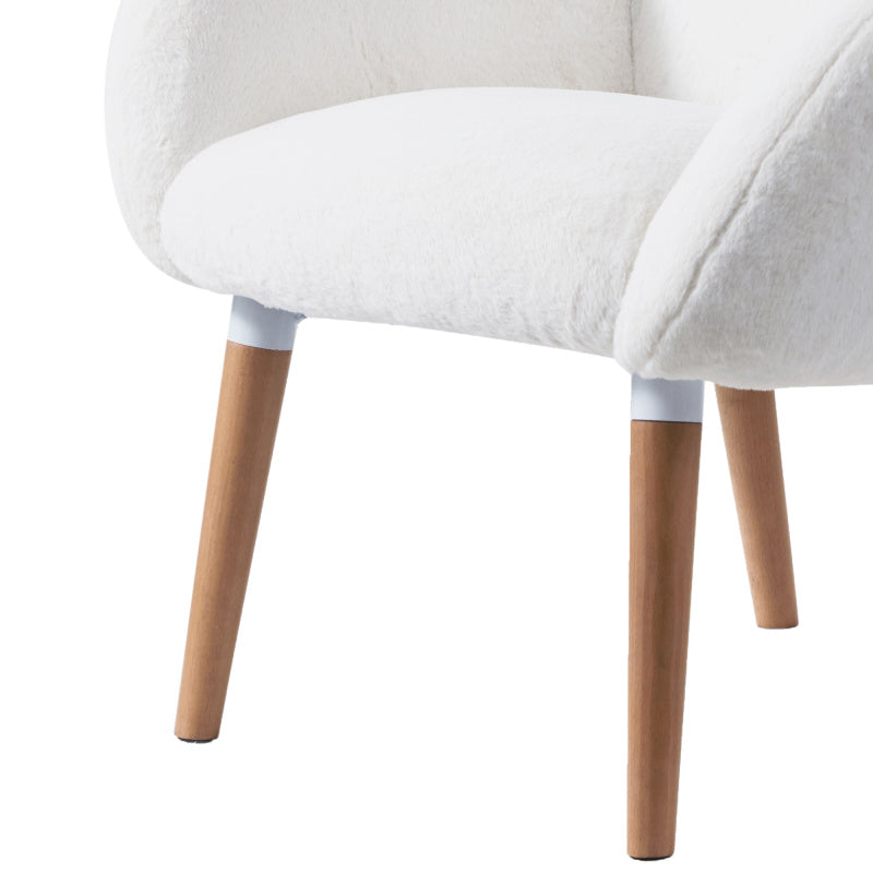 Scandi Accent Chair for Living Room, Solid Beech & Sherpa