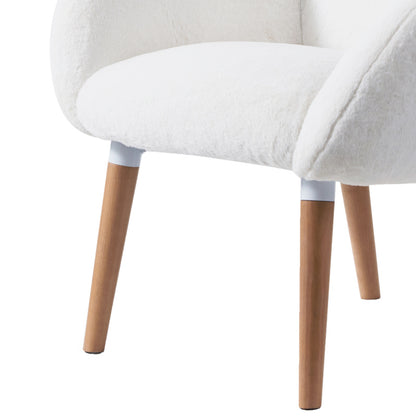 Scandi Accent Chair for Living Room, Solid Beech & Sherpa
