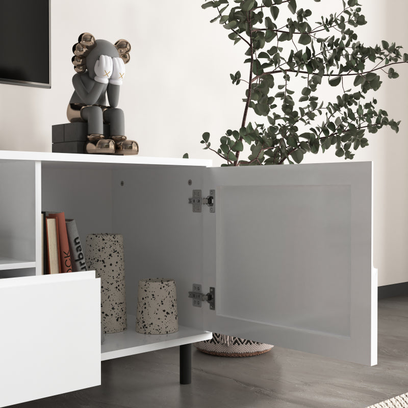 Modern High-Gloss TV Stand for Living Room with Shelves